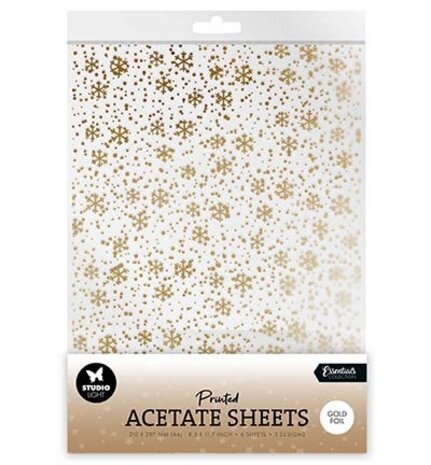 Studio Light Christmas Essentials A4 Acetate Sheets Gold Snowflakes (SL-ES-ACS16)