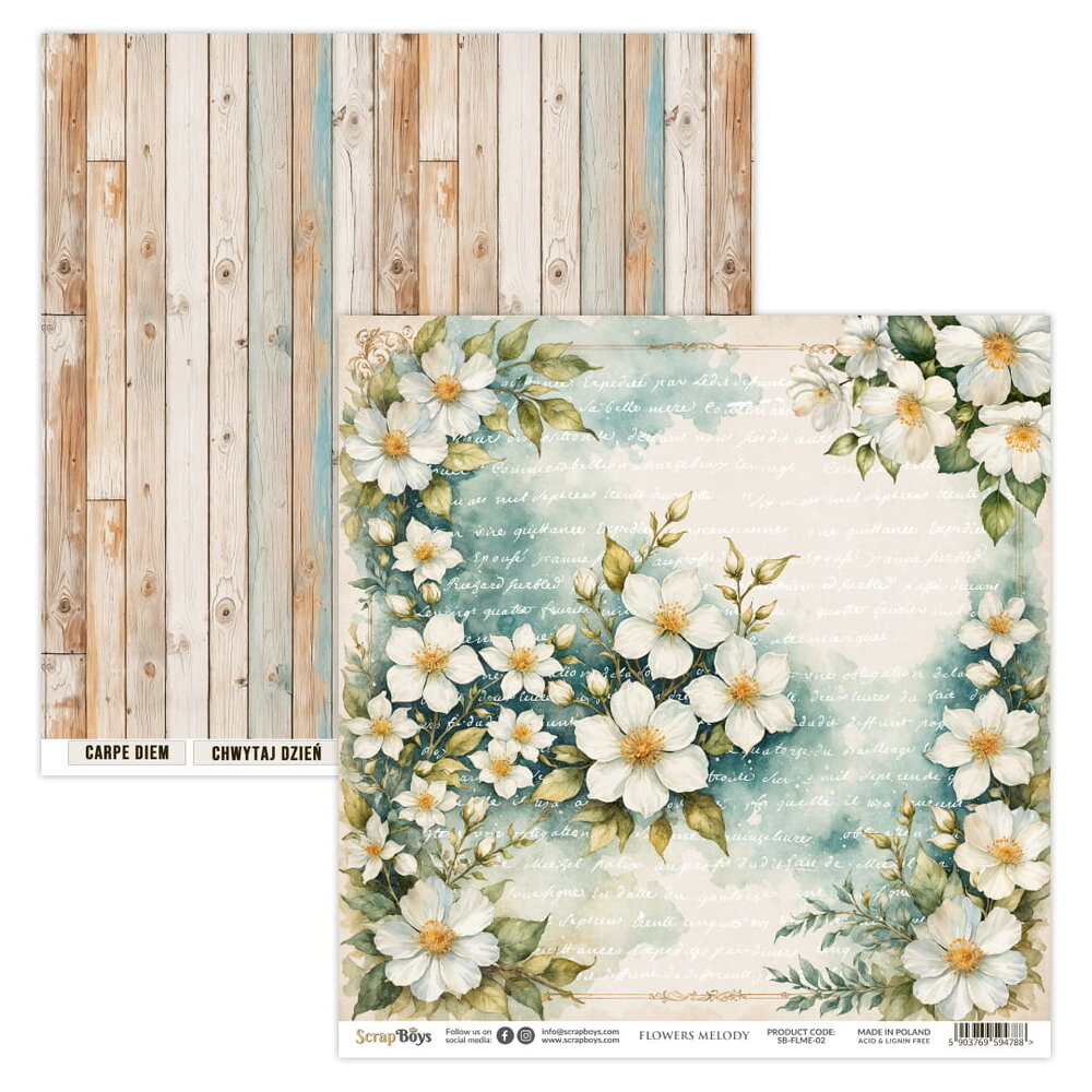 ScrapBoys Flowers Melody 12x12 Inch Paper Pad (SB-FLME-08)