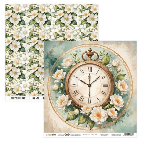 ScrapBoys Flowers Melody 12x12 Inch Paper Pad (SB-FLME-08)
