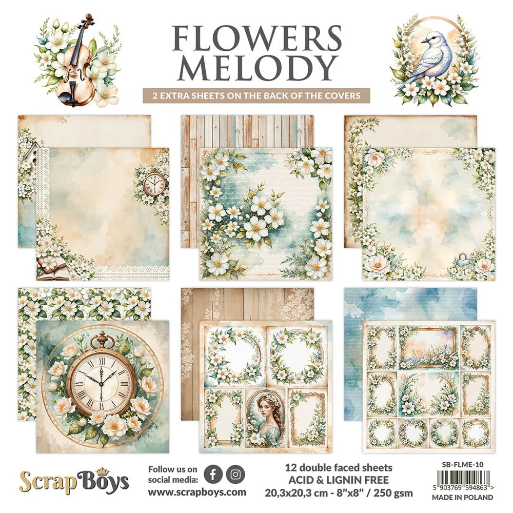ScrapBoys Flowers Melody 8x8 Inch Paper Pad (SB-FLME-10)
