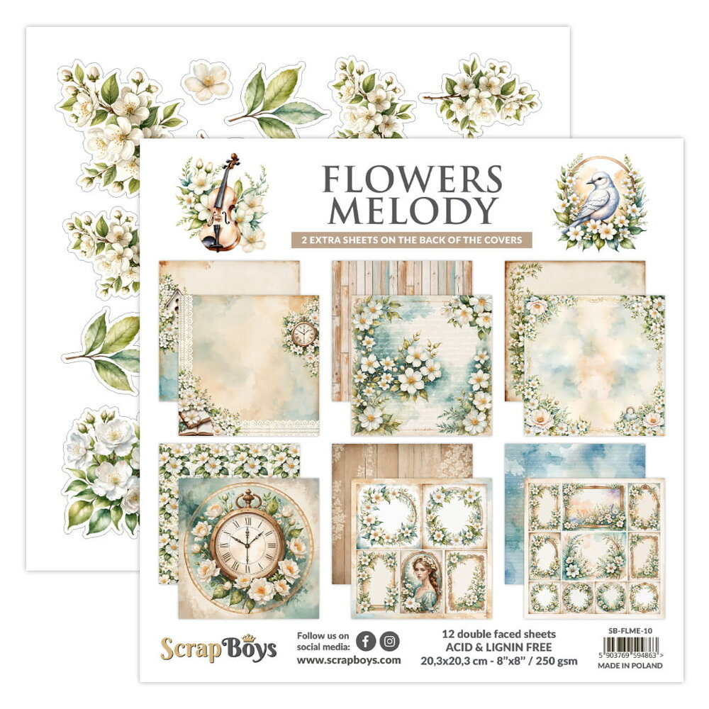 ScrapBoys Flowers Melody 8x8 Inch Paper Pad (SB-FLME-10)