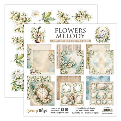 ScrapBoys Flowers Melody 8x8 Inch Paper Pad (SB-FLME-10)