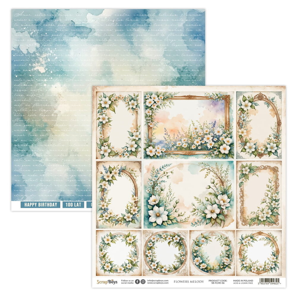 ScrapBoys Flowers Melody 8x8 Inch Paper Pad (SB-FLME-10)