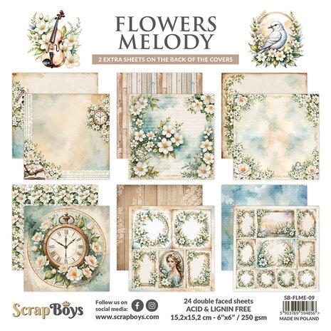 ScrapBoys Flowers Melody 6x6 Inch Paper Pad (SB-FLME-09)