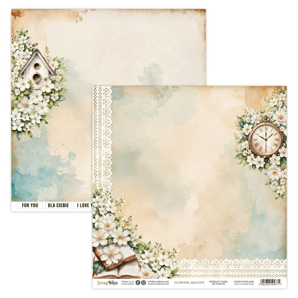 ScrapBoys Flowers Melody 6x6 Inch Paper Pad (SB-FLME-09)