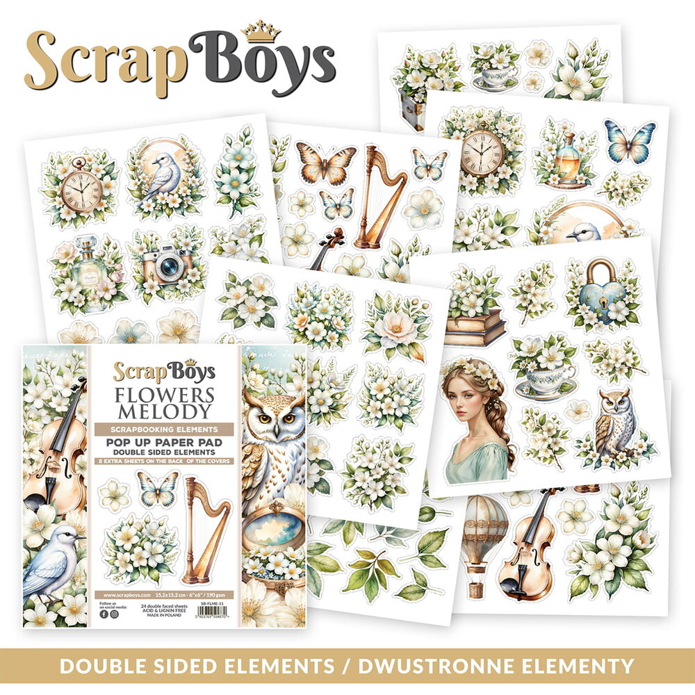 ScrapBoys Flowers Melody 6x6 Inch Pop Up Paper Pad (SB-FLME-11)