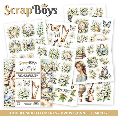 ScrapBoys Flowers Melody 6x6 Inch Pop Up Paper Pad (SB-FLME-11)