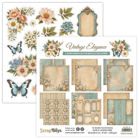 ScrapBoys Vintage Elegance 8x8 Inch Paper Pad (SB-VIEL-10)