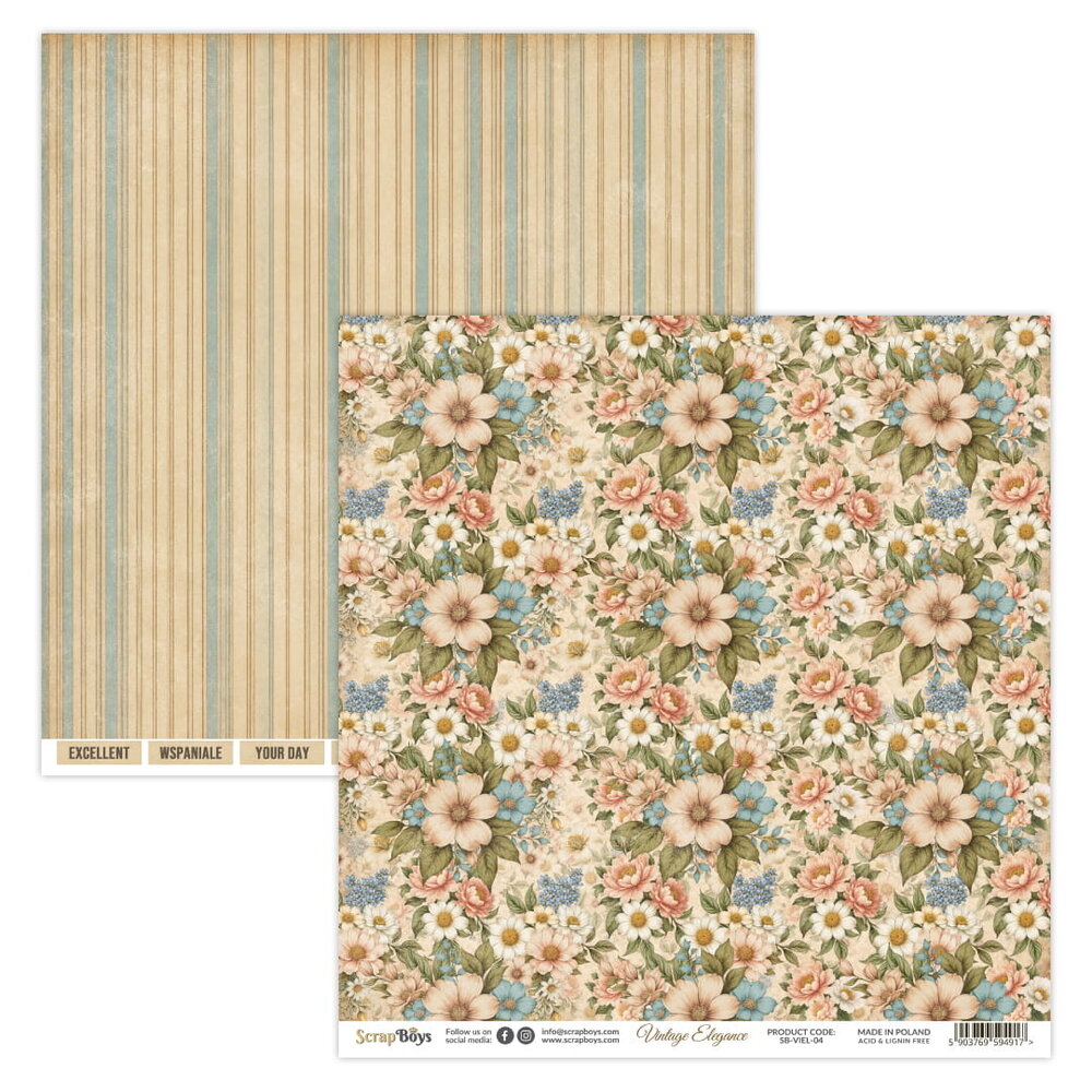 ScrapBoys Vintage Elegance 8x8 Inch Paper Pad (SB-VIEL-10)
