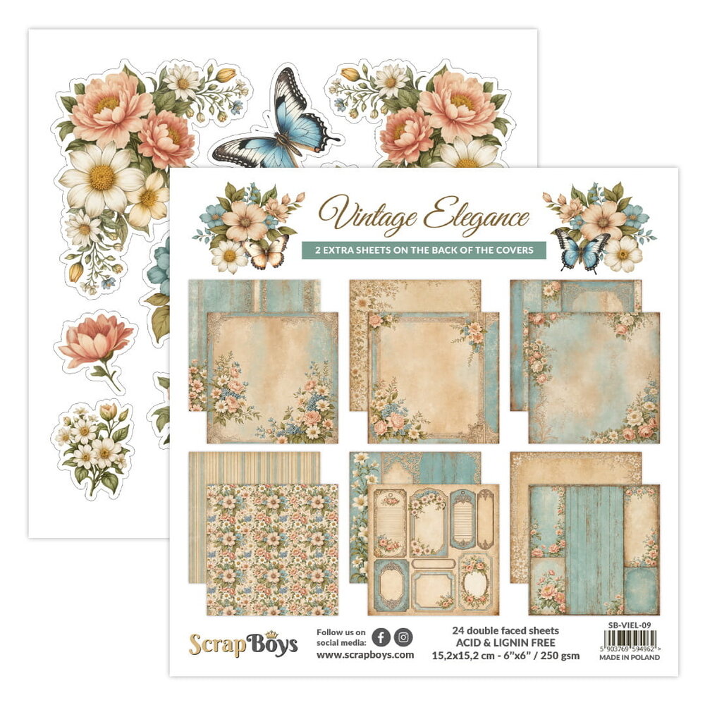 ScrapBoys Vintage Elegance 6x6 Inch Paper Pad (SB-VIEL-09)