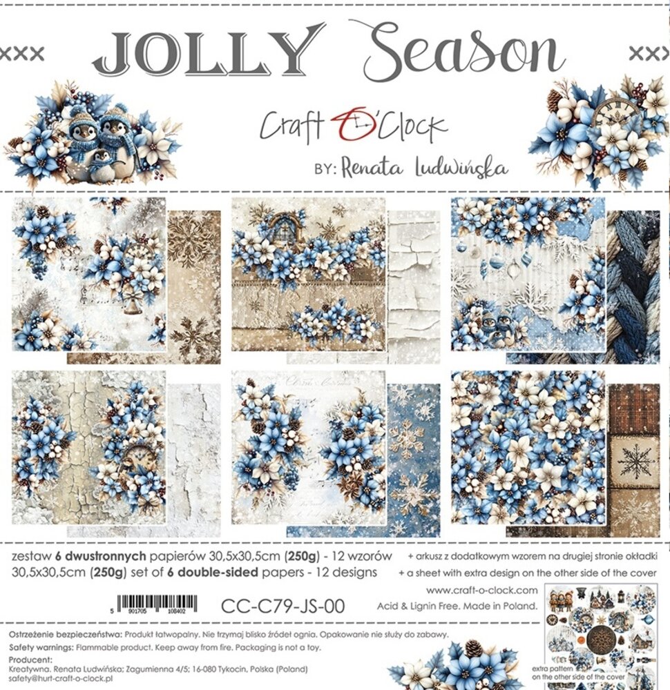 Craft O'Clock Jolly Season 12x12 Inch Paper Set (CC-C79-JS-00)