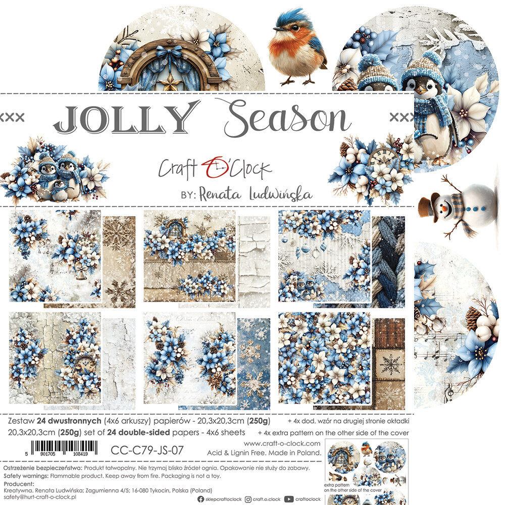 Craft O'Clock Jolly Season 8x8 Inch Paper Set (CC-C79-JS-07)