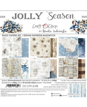 Craft O'Clock Jolly Season 8x8 Inch Basic Papers Set (CC-C79-JS-08)