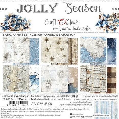Craft O'Clock Jolly Season 8x8 Inch Basic Papers Set (CC-C79-JS-08)