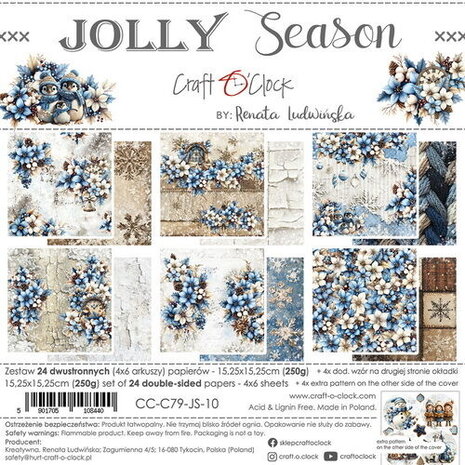 Craft O'Clock Jolly Season 6x6 Inch Paper Set (CC-C79-JS-10)