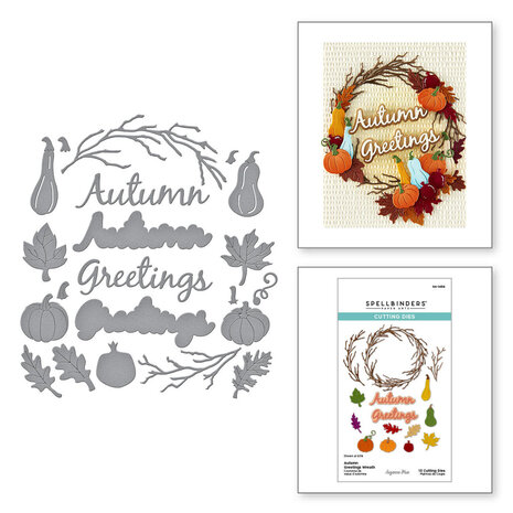 Spellbinders Texture & Foliage Autumn Greetings Wreath Dies (S4-1456) Spellbinders Texture & Foliage Autumn Greetings Wreath Dies (S4-1456)