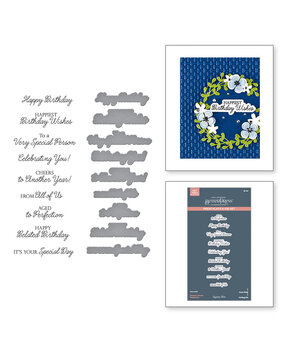 Spellbinders Texture & Foliage Birthday Wishes Sentiments Press Plate & Die Set (BP-318)