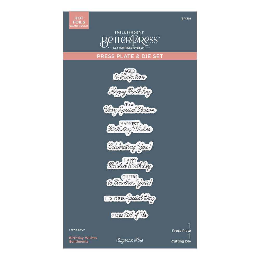 Spellbinders Texture & Foliage Birthday Wishes Sentiments Press Plate & Die Set (BP-318) Spellbinders Texture & Foliage Birthday Wishes Sentiments Press Plate & Die Set (BP-318)