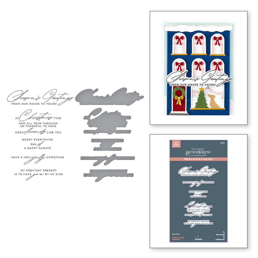 Spellbinders City Holiday Christmas Cheer Sentiments Press Plate & Die Set (BP-305)