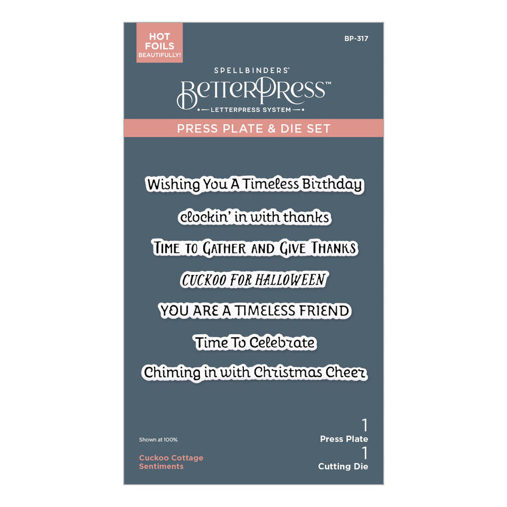 Spellbinders Cuckoo Cottage Sentiments Press Plate & Die Set (BP-317)