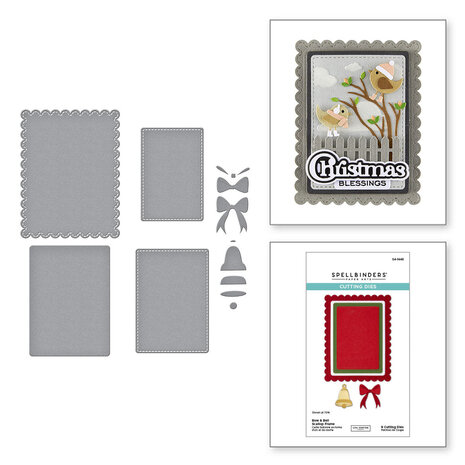 Spellbinders All About Christmas Bow & Bell Scallop Frame Dies (S4-1448)