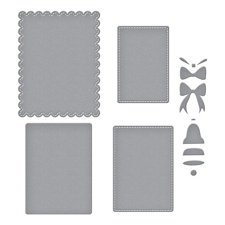 Spellbinders All About Christmas Bow & Bell Scallop Frame Dies (S4-1448)