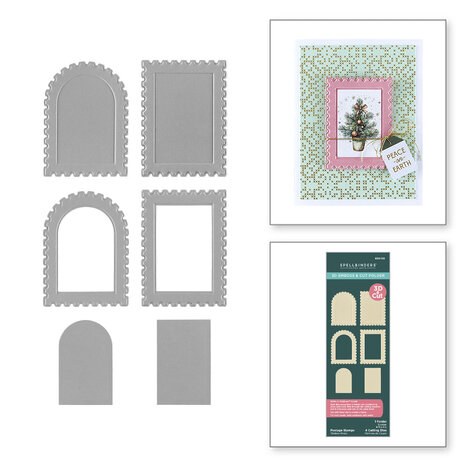 Spellbinders Holiday Magic Postage Stamps 3D Emboss & Cut Folder (E3D-132)