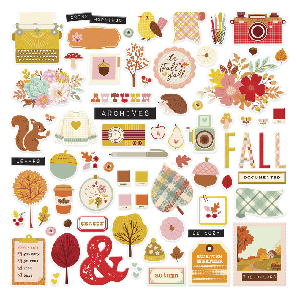 Spellbinders Autumn Archives Chipboard Die Cut Stickers (SCSE-021)