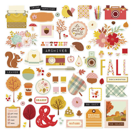 Spellbinders Autumn Archives Chipboard Die Cut Stickers (SCSE-021)