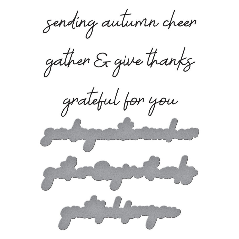 Spellbinders Autumn Archives Sentiments Press Plate & Die Set (BP-322)