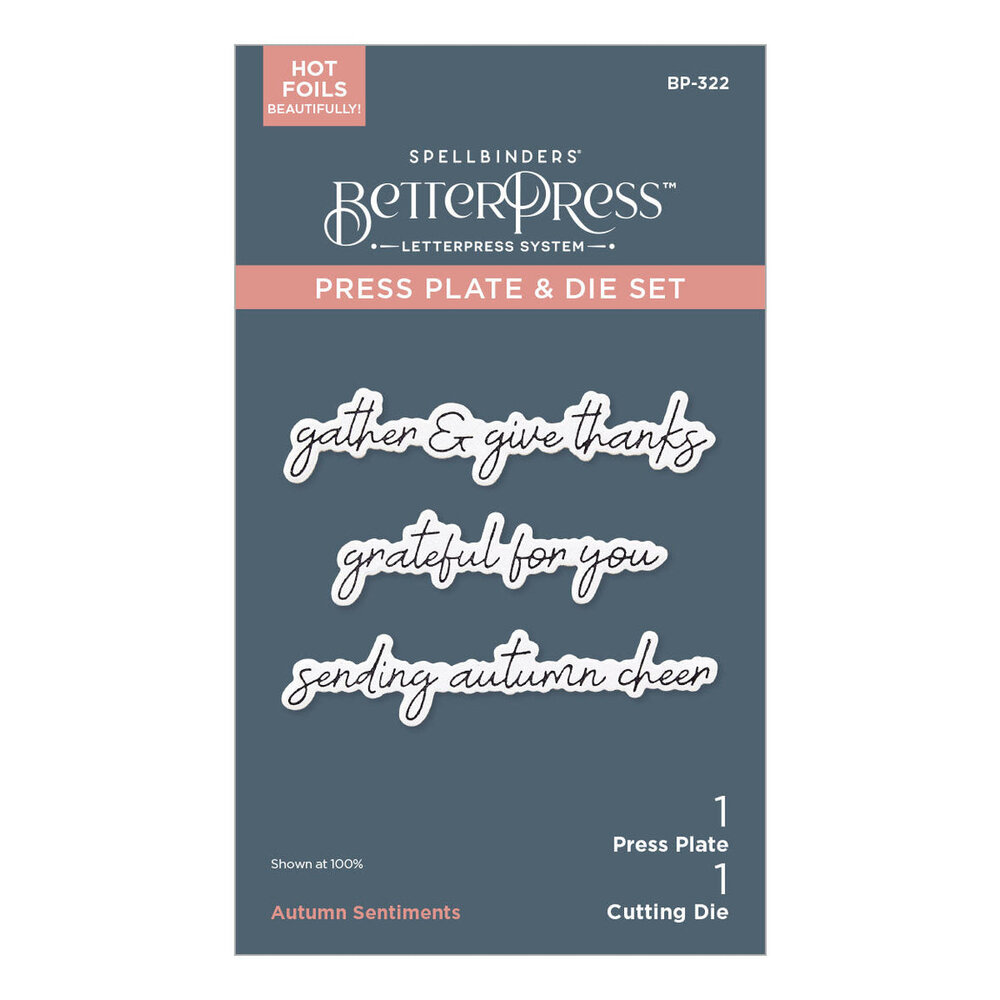 Spellbinders Autumn Archives Sentiments Press Plate & Die Set (BP-322)