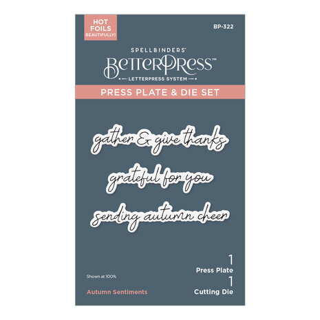 Spellbinders Autumn Archives Sentiments Press Plate & Die Set (BP-322)