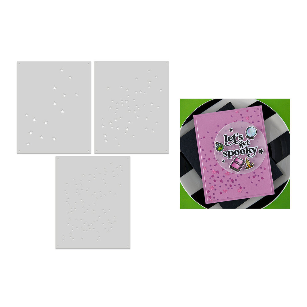 Hero Arts Hocus Pocus Scattered Stars Color Layering Stencils (SA311)