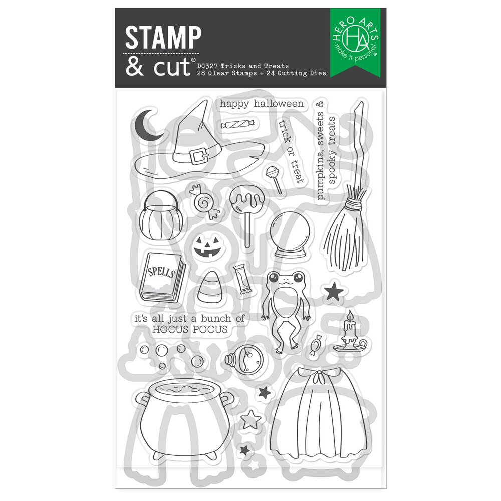 Hero Arts Hocus Pocus Tricks and Treats Clear Stamps & Dies (DC327)