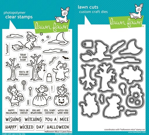 Lawn Fawn Halloween Mice Stamp & Die DUO (LF3849)