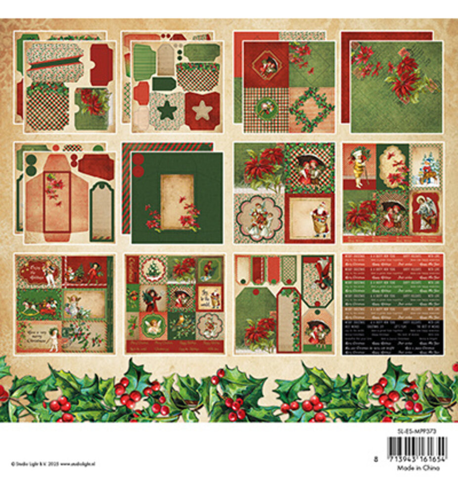 Studio Light Essentials Vintage Christmas 8x8 Inch Mixed Paper Pad (SL-ES-MPP373)