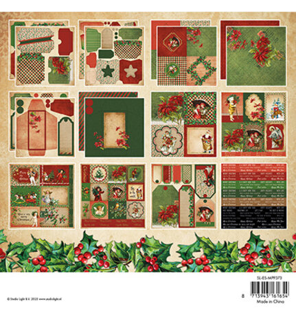 Studio Light Essentials Vintage Christmas 8x8 Inch Mixed Paper Pad (SL-ES-MPP373)