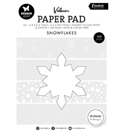 Studio Light Essentials Snowflakes A5 Vellum Paper Pad (SL-ES-VPP329) Studio Light Essentials Snowflakes A5 Vellum Paper Pad (SL-ES-VPP329)