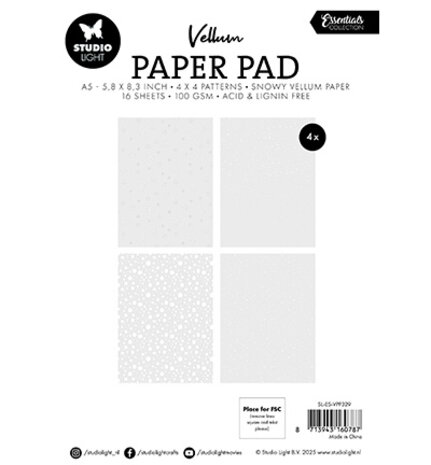 Studio Light Essentials Snowflakes A5 Vellum Paper Pad (SL-ES-VPP329) Studio Light Essentials Snowflakes A5 Vellum Paper Pad (SL-ES-VPP329)