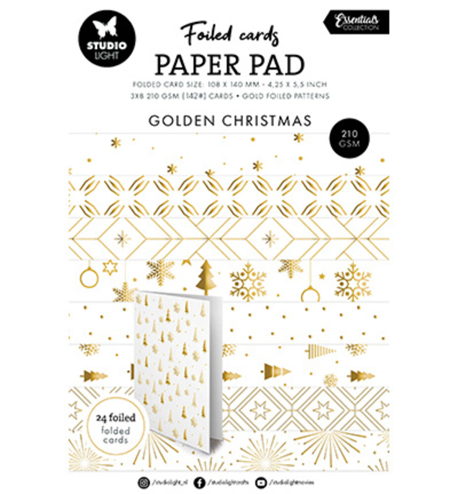 Studio Light Essentials Golden Christmas Foiled Cards Paper Pad (SL-ES-PP383)