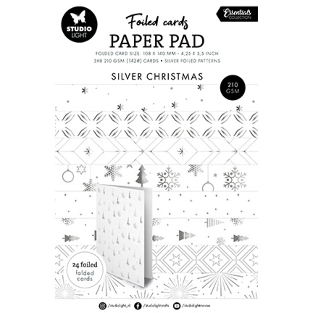 Studio Light Essentials Silver Christmas Foiled Cards Paper Pad (SL-ES ...