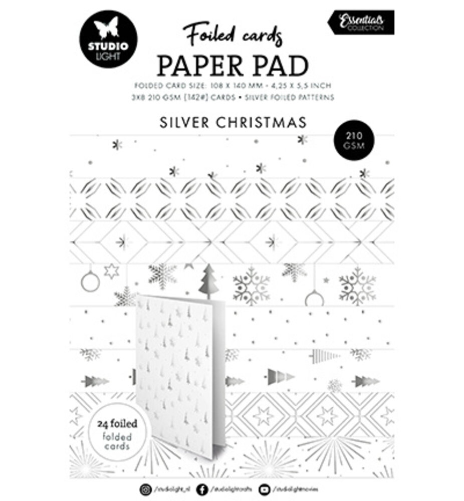 Studio Light Essentials Silver Christmas Foiled Cards Paper Pad (SL-ES-PP384)