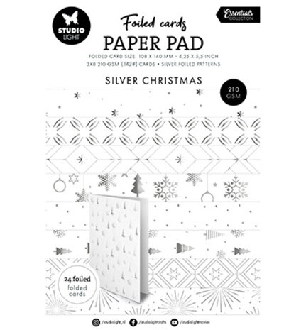 Studio Light Essentials Silver Christmas Foiled Cards Paper Pad (SL-ES-PP384)