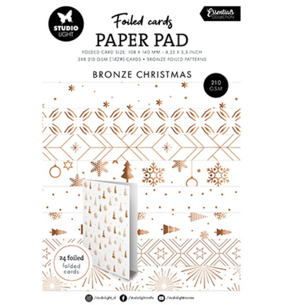 Studio Light Essentials Bronze Christmas Foiled Cards Paper Pad (SL-ES-PP385) Studio Light Essentials Bronze Christmas Foiled Cards Paper Pad (SL-ES-PP385)