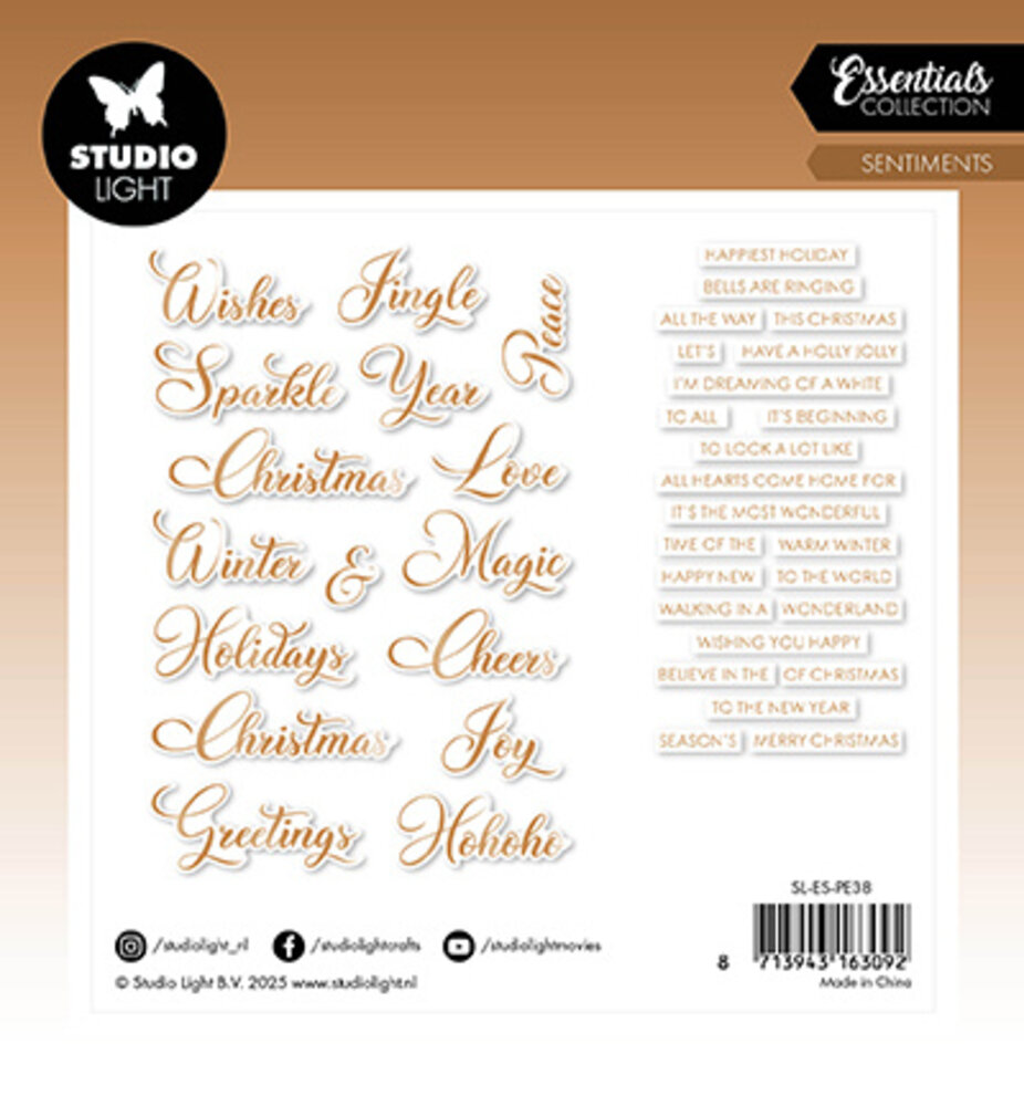 Studio Light Essentials Paper Elements Classic Bronze Sentiments (SL-ES-PE38)