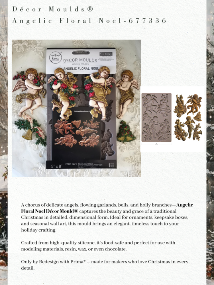 Re-Design Angelic Floral Noel 5x8 Inch Decor Moulds (677336)