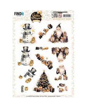 Berrie's Beauties Golden Whisper 3D Push Out Santa (SB10992)