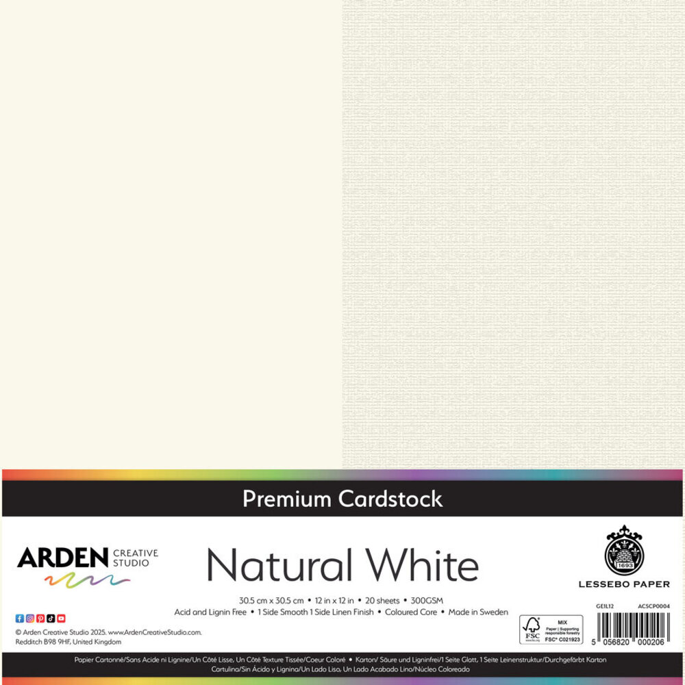 Arden Creative Studio Premium Cardstock 12x12 Inch Natural White (ACSCP0004) Arden Creative Studio Premium Cardstock 12x12 Inch Natural White (ACSCP0004)