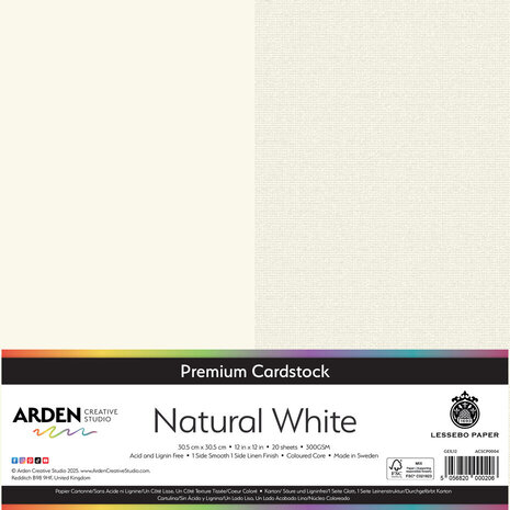 Arden Creative Studio Premium Cardstock 12x12 Inch Natural White (ACSCP0004) Arden Creative Studio Premium Cardstock 12x12 Inch Natural White (ACSCP0004)