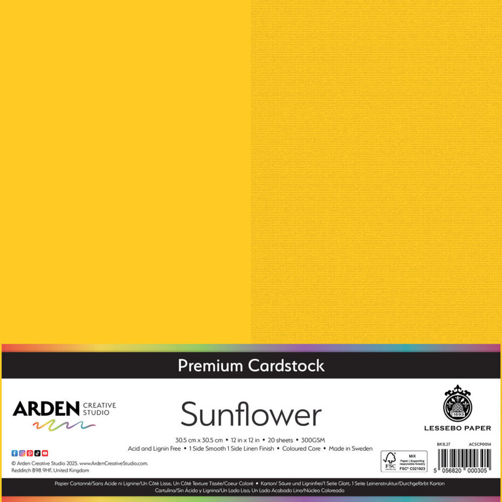 Arden Creative Studio Premium Cardstock 12x12 Inch Sunflower (ACSCP0014) Arden Creative Studio Premium Cardstock 12x12 Inch Sunflower (ACSCP0014)